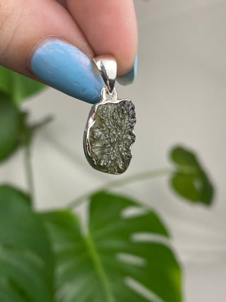 Moldavite in Sterling Silver Pendant - Genuine Tektite from Czech Republic from Curious Muse Crystals Tagged with clear, Crown crystal, crystal jewelry, genuine tektite, green, hide-notify-btn, moldavite, natural moldavite, sterling silver, tektite, Third eye stone, transformation