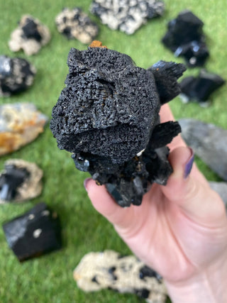 Erongo Black Tourmaline Foitite Raw Cluster | High Grade from Curious Muse Crystals for 333. Tagged with black, erongo, fine mineral, foitite, hide-notify-btn, namibia, raw, tourmaline
